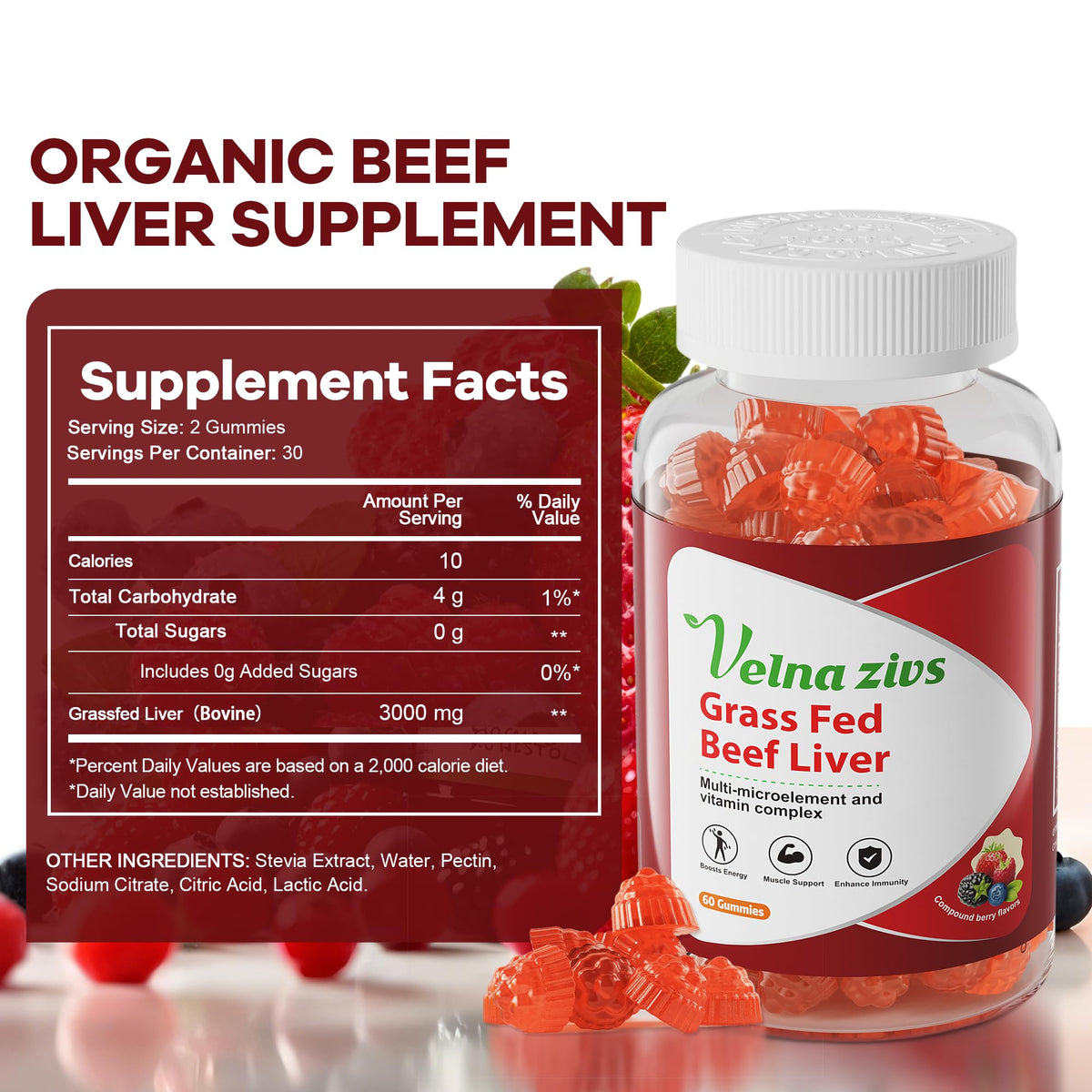 Grass Fed Beef Liver Gummies, 60 Ct - additional product image 3