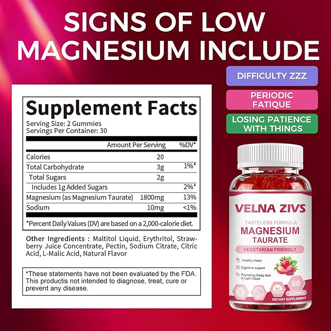Magnesium Taurate Gummies 1800mg, 60 Ct - additional product image 3