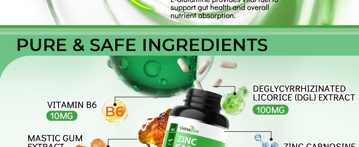 Zinc Carnosine & Mastic Gum Capsules with DGL Gut Lining Supplement 120 Ct - Product scene 3