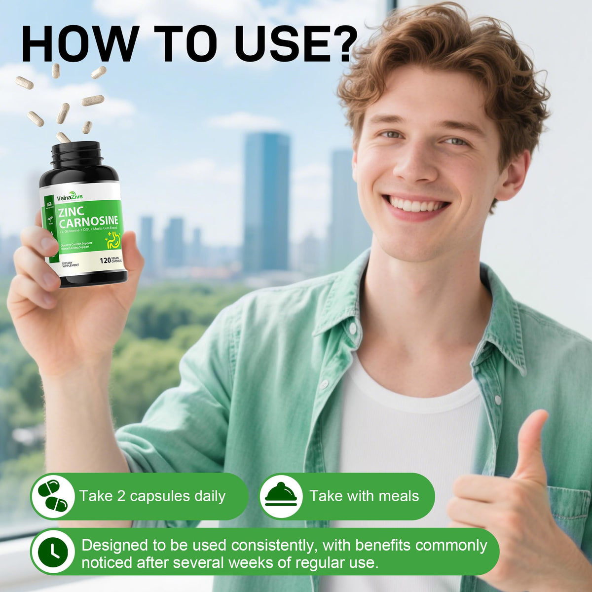 Zinc Carnosine and Mastic Gum Capsules, 120 Ct - additional product image 2